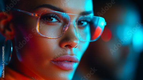 Multicultural Tech Team Working on Futuristic Interface in Modern Lab - Cinematic Premium Look with Dramatic Lighting and Deep Contrast

