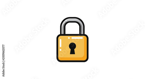 Foto Vibrant yellow padlock icon representing robust security and privacy, symbolizin