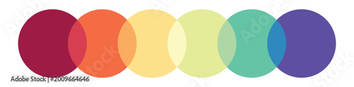 Vibrant overlapping colorful circles in a row. Intersecting, overlapping circles, rings element 