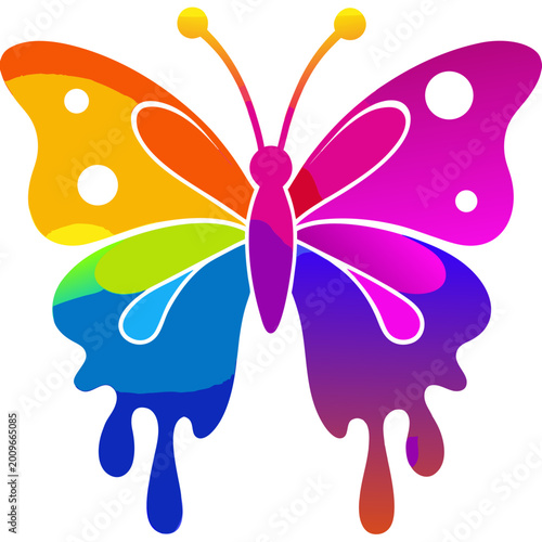Vibrant rainbow butterfly with colorful wings