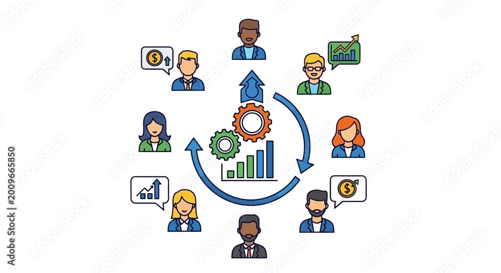 Fototapeta premium Teamwork and growth business concept of collaboration and success