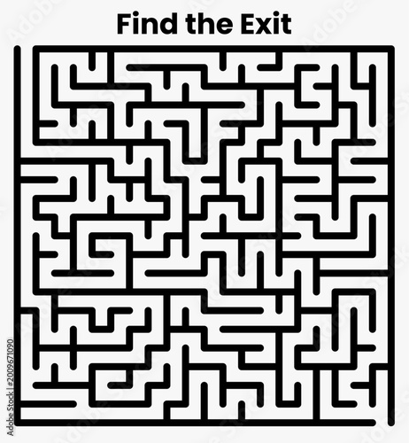 Square black and white maze puzzle titled 