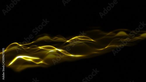 Elegant golden light waves flowing across a dark background, luxurious abstract motion design ideal for technology, finance, and premium digital visuals.