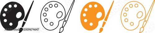 Art palette and paint brush icon set collection vector illustration.