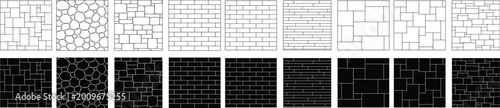 Set of black and white geometric pattern tiles Vector