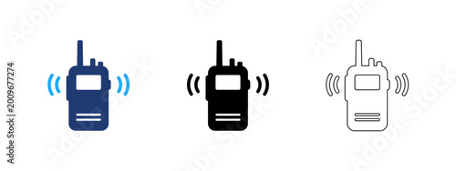 Fotografía Walkie Talkie Icon Set Vector | Portable Radio Transceiver Communication Symbols