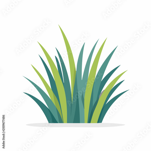 Stylized Illustration of Green and Blue Grass Blades