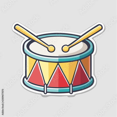 Cartoon Drum with Drumsticks