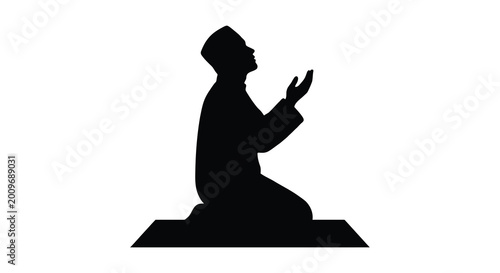 Foto muslim man praying silhouette on white background