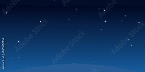 Tableau sur toile Deep blue cosmos background with scattered stars and a dark horizon line high qu