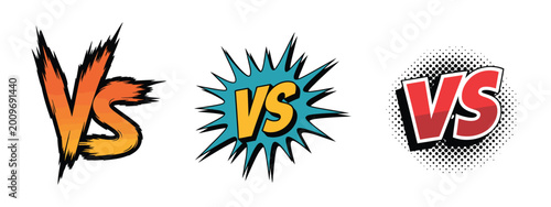 Foto Cartoon comic versus text design with bold battle lettering for gaming and competition themes