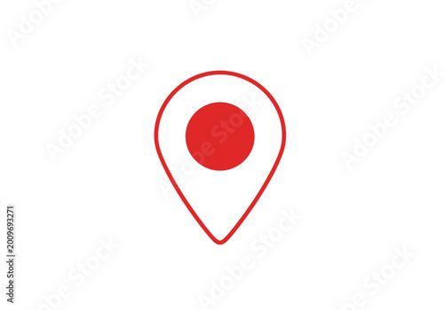Map pin icon with red marker for location and navigation, minimalist vector symbol