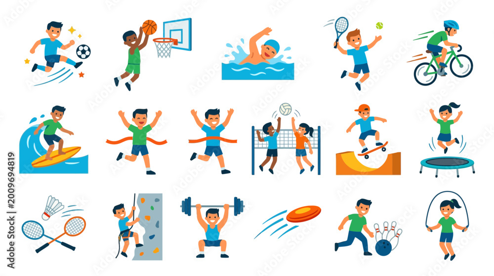 Fototapeta premium Collection of various sports and activities for kids and children