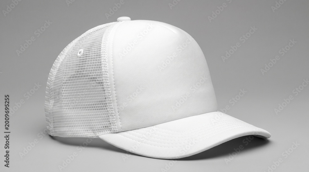 Fototapeta premium White blank trucker mesh cap mockup