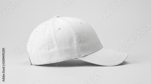 White blank baseball cap mockup side view