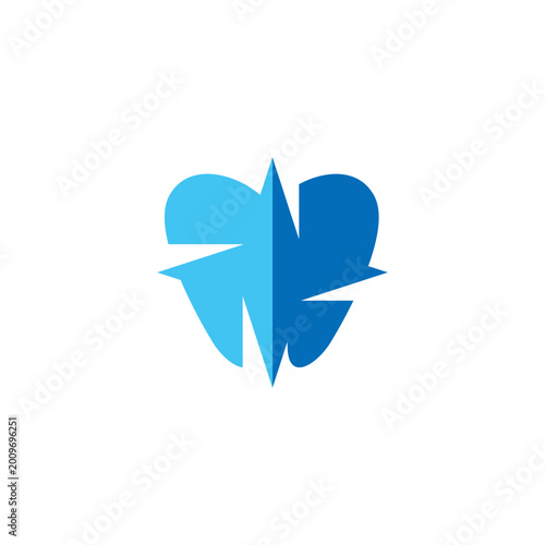 Modern Unique Tooth Dental Health Icon Logo with Blue Color for Pediatric Dentistry Family Dentist and High End Look