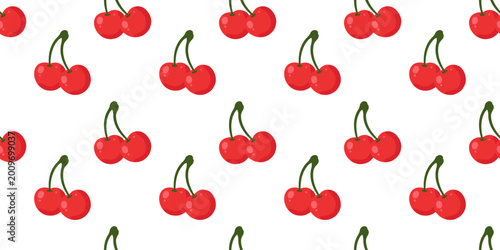 hand drawn cherry seamless vector pattern illustration