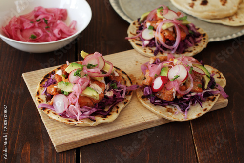 delicious fish tacos with homemade tortillas
