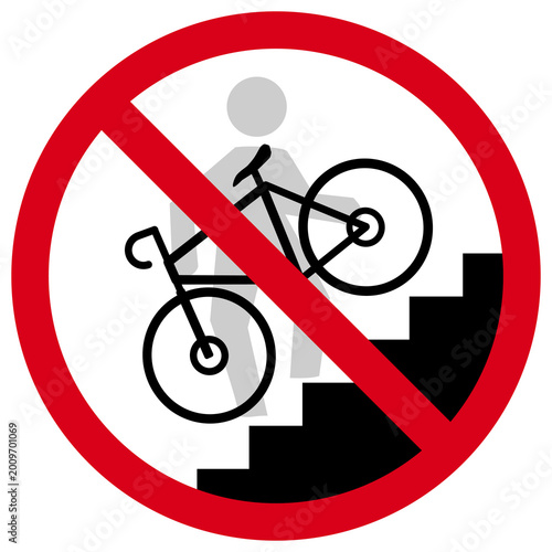 No bicycle carrying on stairs prohibition sign