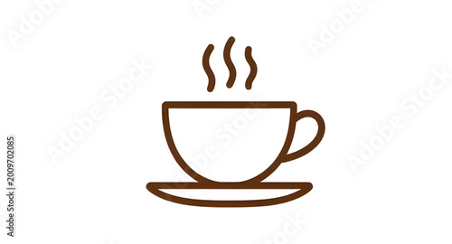 Canvas Print minimalist coffee cup outline icon, steaming hot drink vector, black line coffee