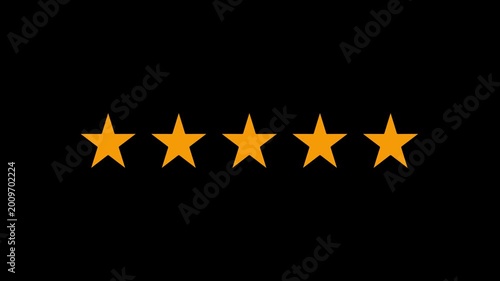 Ratting five star icon animation. Customer satisfaction feedback 5 stare review icon motion. Top rating five star customer feedback icon 4k video footage.