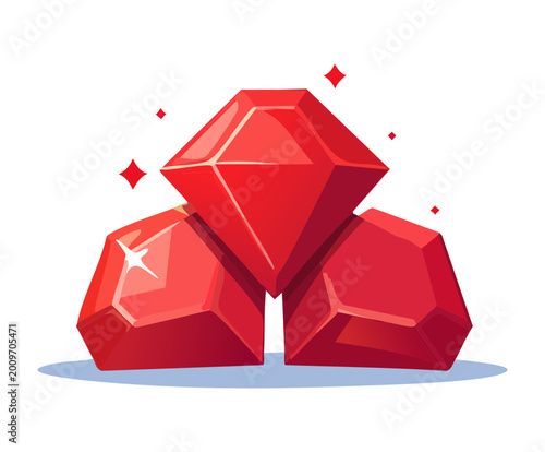 Фотография Giant pile of glossy red ruby diamond crystal stones for dragon treasure hoard l