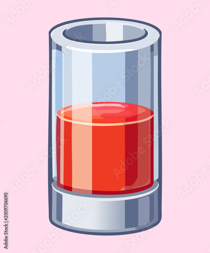 Obraz na plátně Small glass shot cup beaker filled halfway with dark red chemical compound fluid