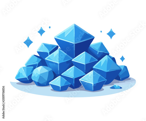 Canvastavla Pointy heap pile of multi faceted blue diamond crystal shards for arctic mountai
