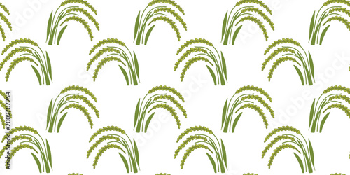 seamless pattern with organic rice ears natural agriculture background