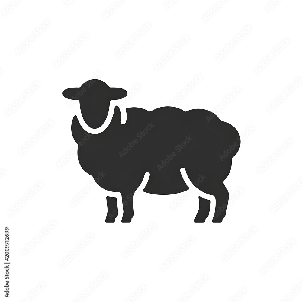 Obraz premium modern Sheep silhouette icon, minimal vector, clean recognizable shape, stock ready ().png