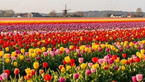 Spring Tulip Field Colorful Fresh Garden Nature
