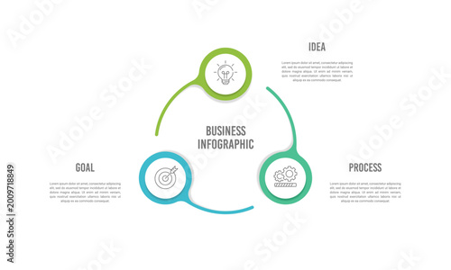 Triangle Process Infographic Concept Diagram with Icons for Idea, Process, and Goal. Vector illustration.