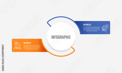 2 Options Comparison Infographic Diagram for Strategic Business Planning. Vector illustration.