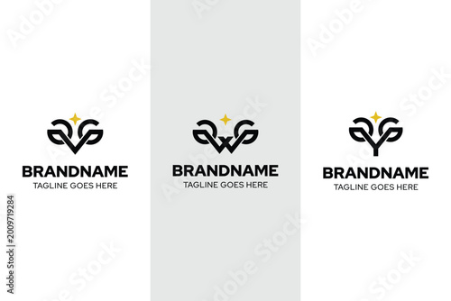 Letters AVG AWG AYG or GVG GWG GYG Monogram Star Logo Set