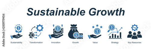 Fotografía Sustainable Growth banner web icon vector illustration concept with an icon of S
