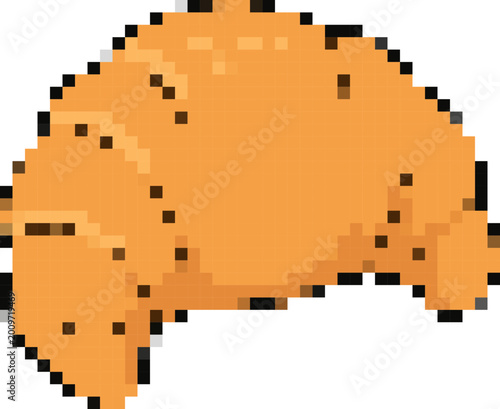 Pixel art croissant pastry retro bakery icon