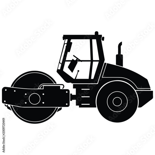 Foto Heavy road roller asphalt compactor silhouette icon for paving construction