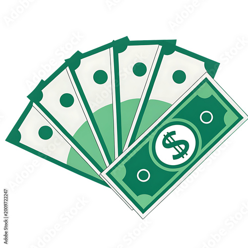 Flat design illustration of US dollar banknotes