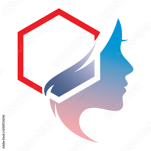 Abstract Female Profile Logo With Gradient Style