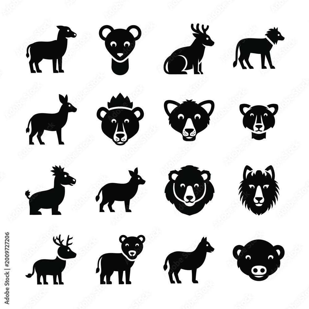 Fototapeta premium Collection of various animal silhouettes 1.