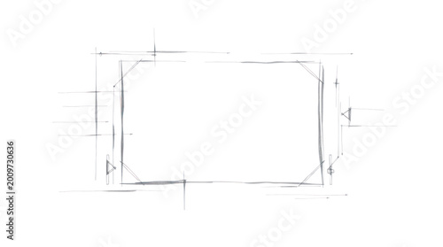 Fotografía Sketch Architectural Blueprint Frame with Abstract Hand Drawn Design Lines for T