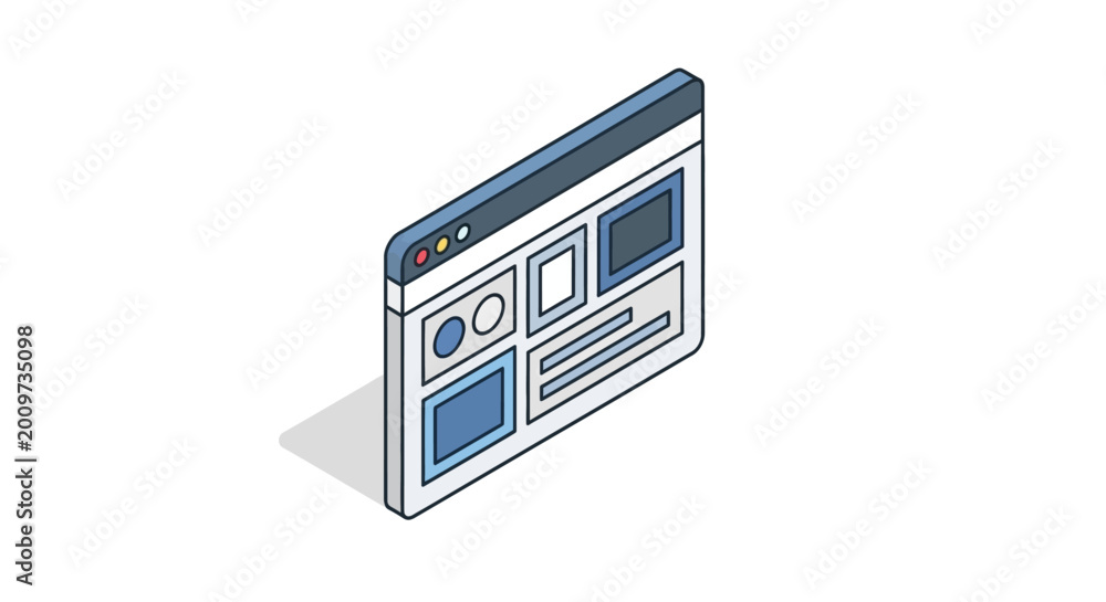Fototapeta premium Isometric web page interface design representing digital layout and online content
