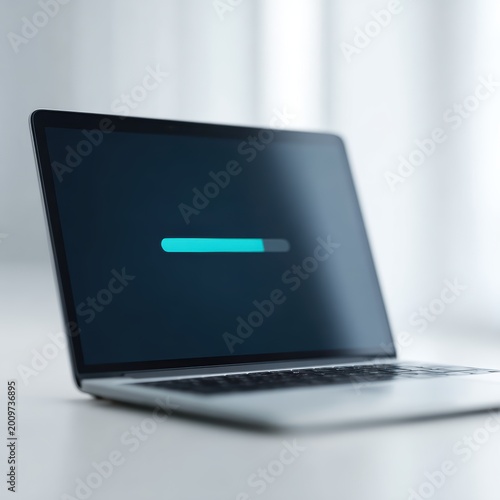 Obraz na płótnie Firmware update progress bar on laptop, system security upgrade concept