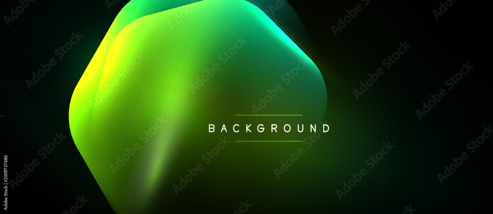 Fototapeta premium Abstract green shape over black background. Gradient colors blend, creating modern visual effect. Text reads BACKGROUND. Simple, elegant design.