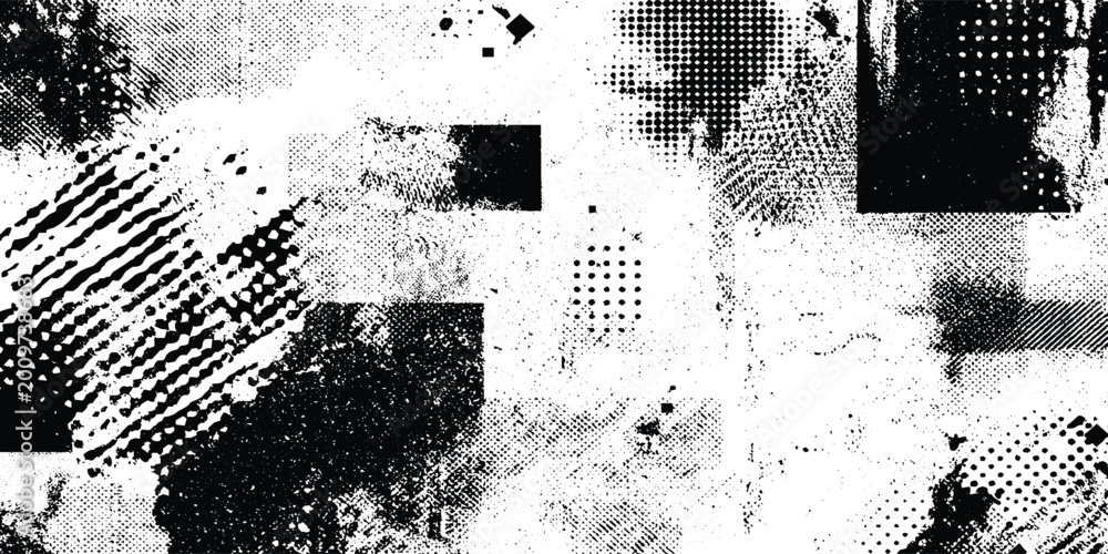 Obraz premium Abstract design with halftone dots background and texture background with a distressed design this vector design are dirty and scratches frame. Dust particle and dust grain texture .