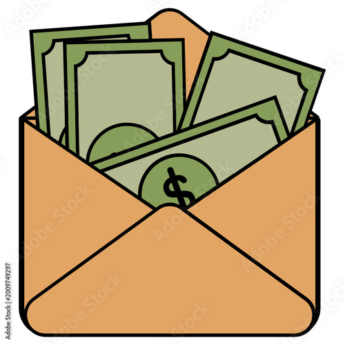 Cash Money Inside Envelope Icon