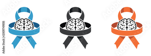 Photos Brain awareness ribbon icons featuring epilepsy awareness symbols with creative medical illustration designs