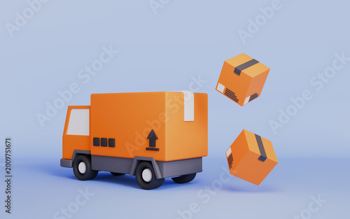Photos Delivery truck with packages, Ideal for delivery services or e-commerce, Depicti