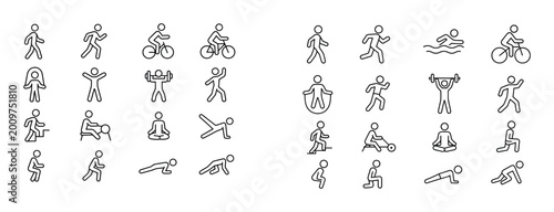 People exercising depicted as icons in grid layout