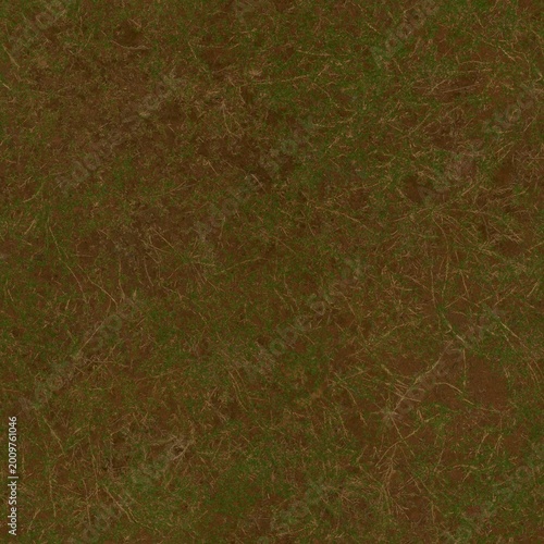 Bilde på lerret Realistic Seamless Ground Texture with Sparse Grass and Brown Soil